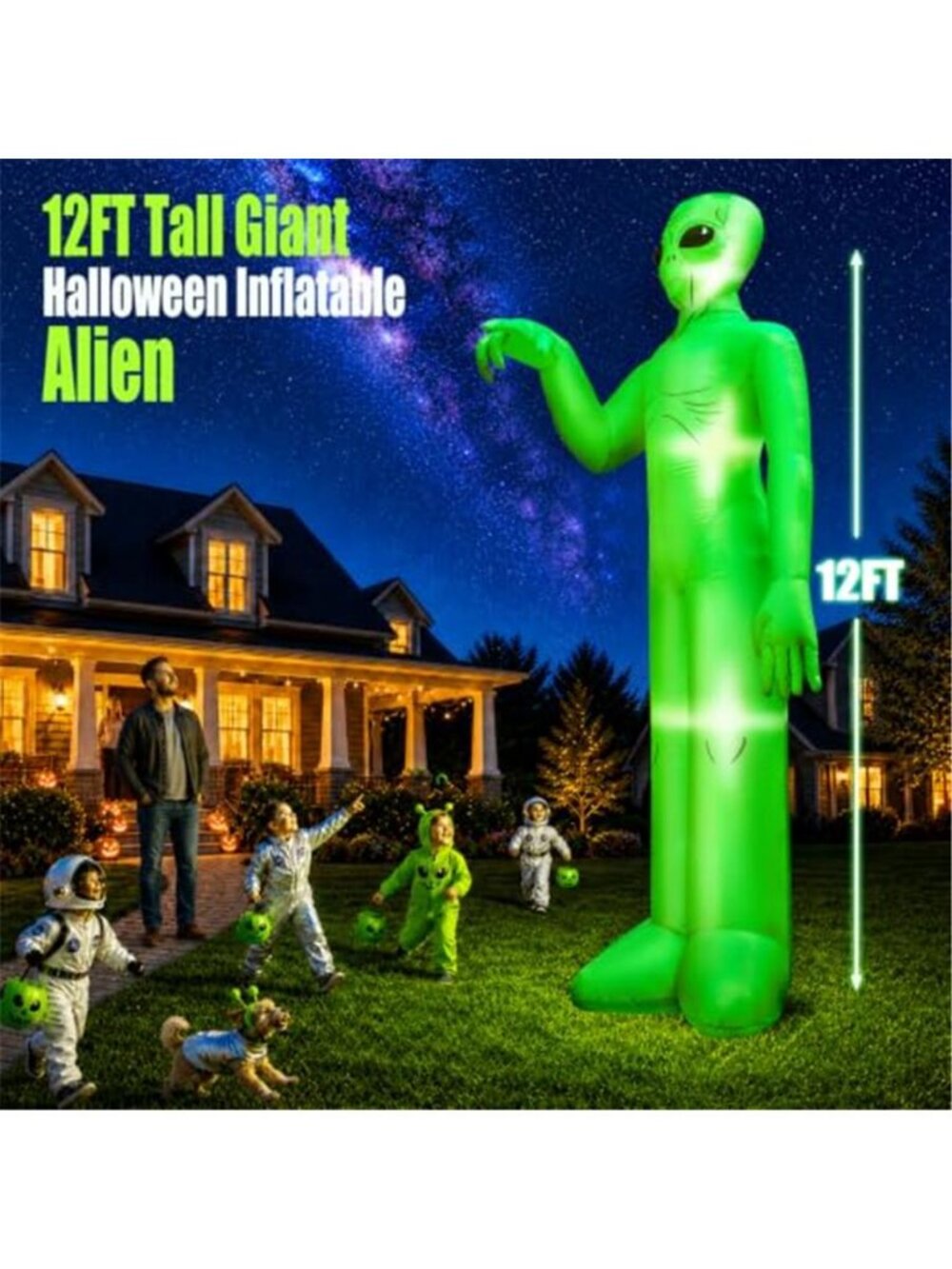 zukakii 12FT Giant Halloween Inflatables Decorations Outdoor Blow Up Alien